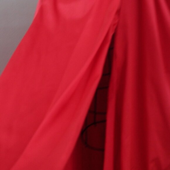 2000's Y2K Tony Bowles Red Satin Rhinestoned High Slit Satin Evening Gown Prom - Picture 5 of 9